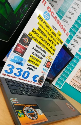 Portátil HP Ryzen 5 24GB RAM 250GB SSD