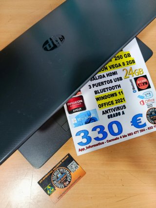 Portátil HP Ryzen 5 24GB RAM 250GB SSD