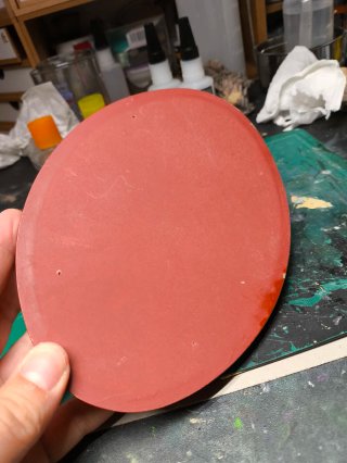 Base ovalada madera barnizada para dioramas.