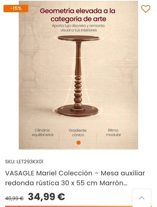 VASAGLE Mariel Colección – Mesa auxiliar redonda