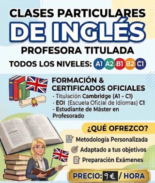 Profesora de inglés para clases particulares.