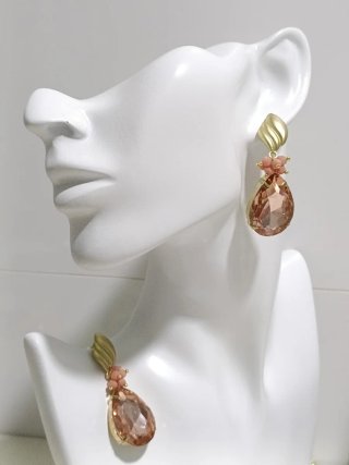 Pendientes largos fiesta oro rosa earrings woman