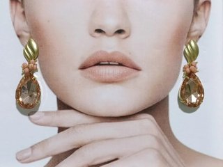 Pendientes largos fiesta oro rosa earrings woman