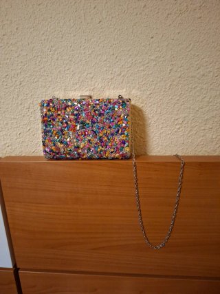 Bolso de fiesta pedrería multicolor