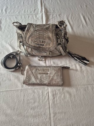 Bolso y cartera Guess plateados