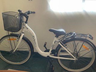 Bicicleta Botero blanca con cesta
