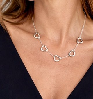 Collana donna 5 cuori argento