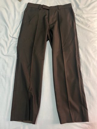 Traje Hugo Boss Marrón Oscuro Rayas Talla 46