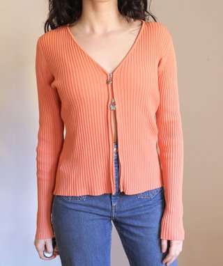 Top a costine arancione vintage Y2K