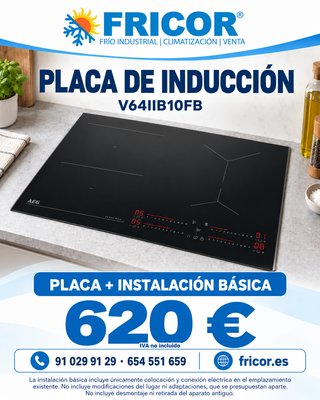 Placa de Inducción AEG V64IIB10FB + Instalación