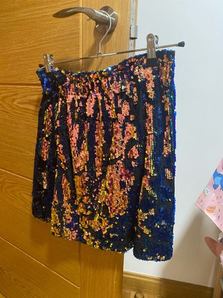 Falda lentejuelas azul y dorado