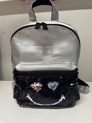 Mochila SmileyWorld plateada con lentejuelas