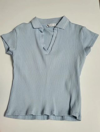 Camiseta canalé Stradivarius azul Talla S