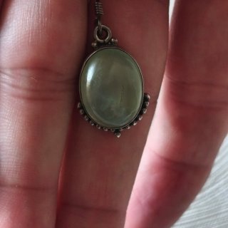 Pendientes Vintage Plata 925 y Prehnita Ovalados