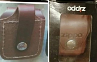 Funda Zippo de cuero marrón