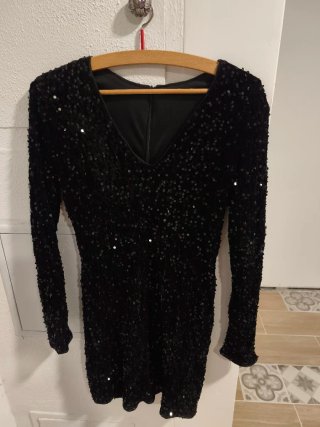 Vestido de Fiesta Negro con Lentejuelas