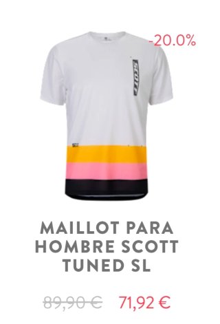 Maillot Scott Tuned SL para Hombre. Talla L