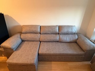 Sofá-cama Chaiselongue color plomo
