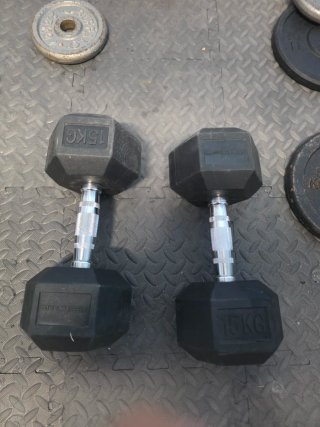 Mancuernas hexagonales 15kg (par)