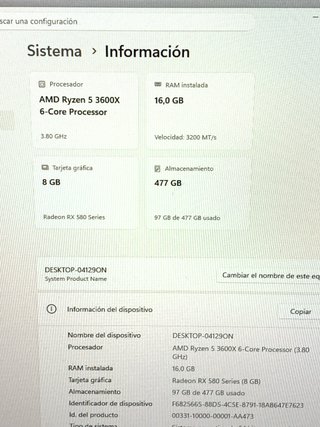 PC Ryzen 5 3600X / 16GB RAM / RX 580 8GB