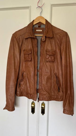 Cazadora piel ovina 100% Massimo Dutti marrón 40.