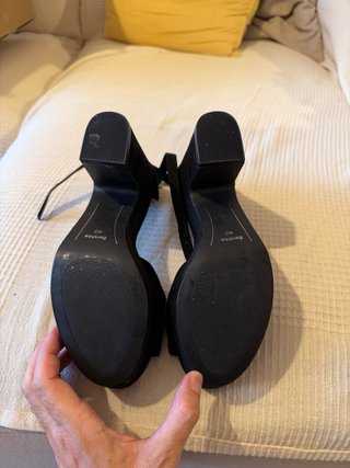 Sandalias Tacón Terciopelo Negro