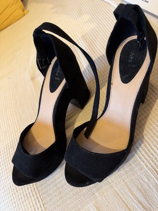 Sandalias Tacón Terciopelo Negro