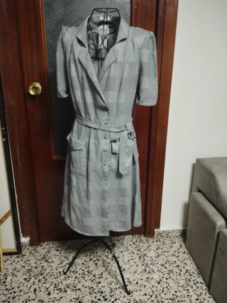 Vestido de Verano Cuadros Gris y Verde