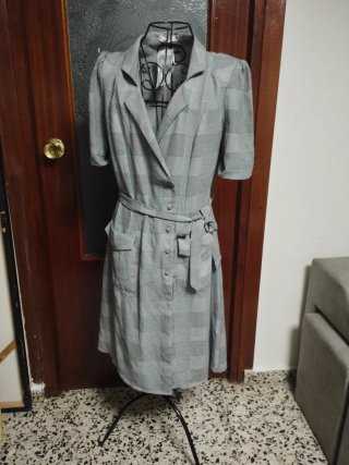 Vestido de Verano Cuadros Gris y Verde