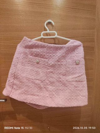 Falda pantalón rosa tweed