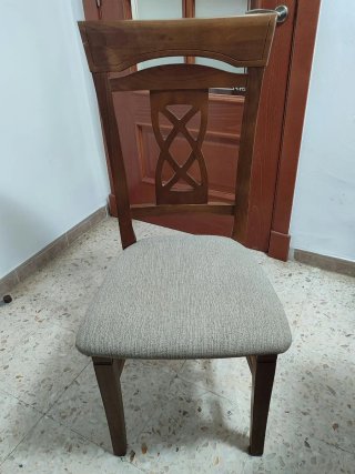 Juego 6 Sillas Madera Haya Tapizado gris claro