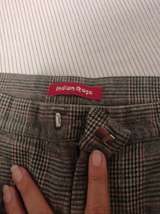 Pantalones Jogger Mujer Cuadros Marrón Gris