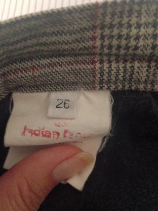 Pantalones Jogger Mujer Cuadros Marrón Gris