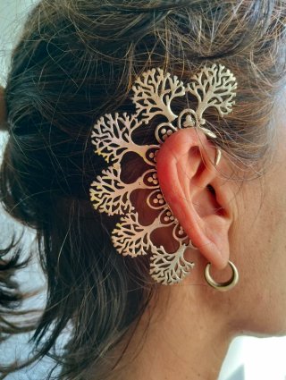 Lote 5 Pendientes Ear Cuff Étnicos Plata