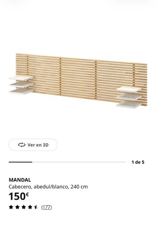 Cabecero Mandal Ikea Abedul/Blanco 240cm