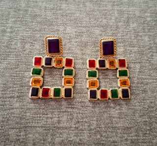Pendientes Zara Cuadrados Multicolor