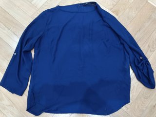 Camisa azul marino manga larga de gasa