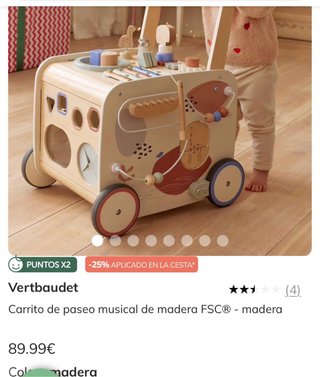 Caminador musical madera Vertbaudet FSC