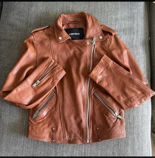 Chaqueta de Cuero Marrón La Reine Blanche