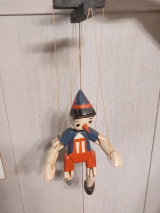 Marioneta Pinocho madera artesanal vintage