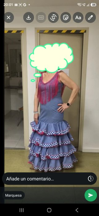 Vestido de flamenca azul y rosa