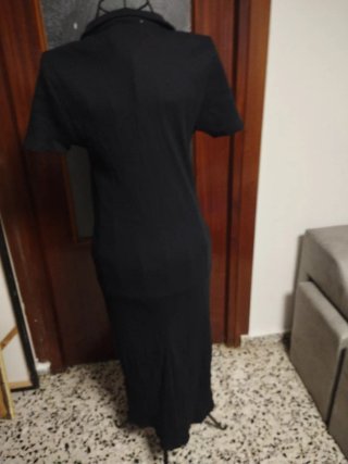 Vestido Largo Negro Mango Talla L