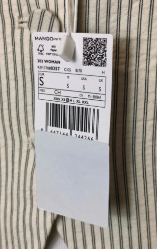 Chaleco Mango Rayas Talla S Algodón