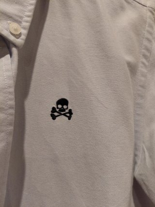 Camisa azul con calavera bordada