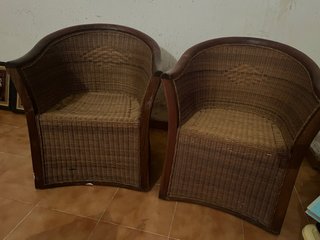 2 Sillones de mimbre y madera