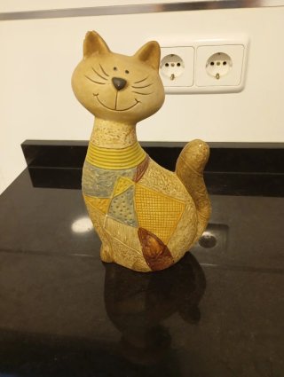 Figura Gato Escayola Decorativo