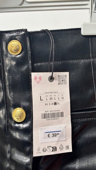 Falda efecto piel Zara L nueva con etiqueta