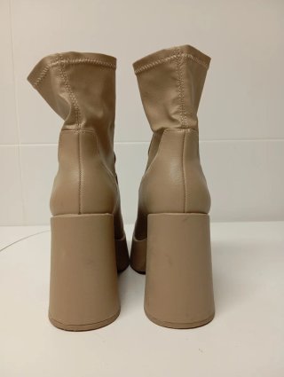 Botines de Tacón y Plataforma Beige