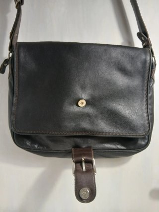 Maletín/Bolso Mensajero Cuero Vintage Marrón Negro