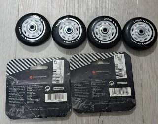 4 Ruedas Oxelo 63mm 82A y 16 Rodamientos ABEC5